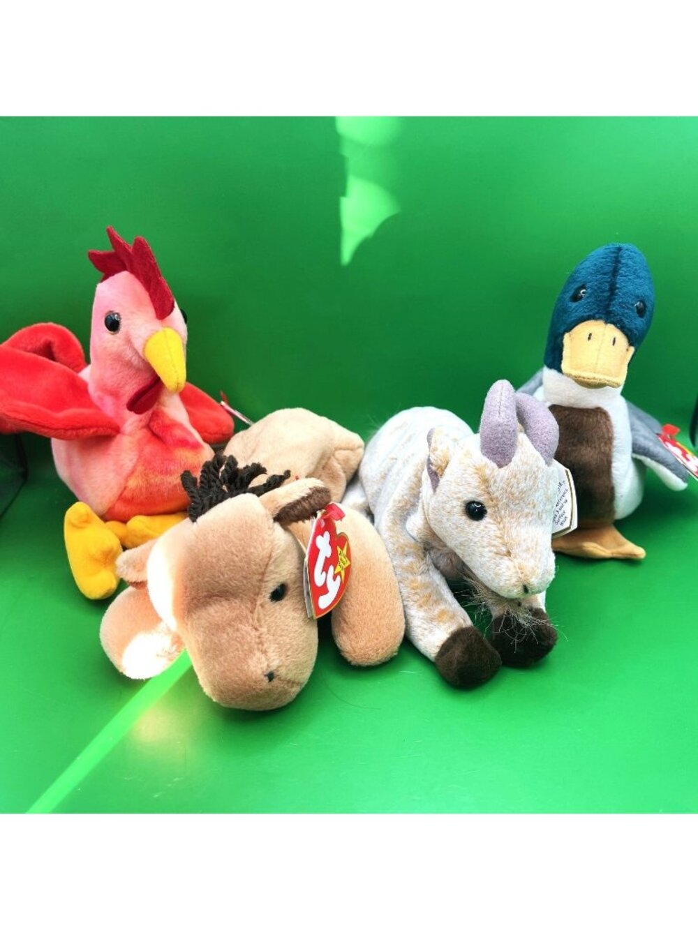 Ty Beanie Baby Farm Lot Doodle Derby Goatee Jake Duck Horse Rooster Goat Plush